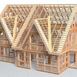 Wireframe wood buildings